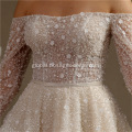 Ungrouped Sexy Luxury Sequined Lace Appliques Bridal Gown off shoulder long sleeve beaded wedding dress Supplier